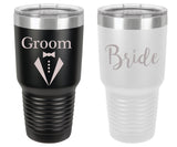 Bride and Groom 30 oz. Laser Engraved Tumblers with  lid Laser Engraved